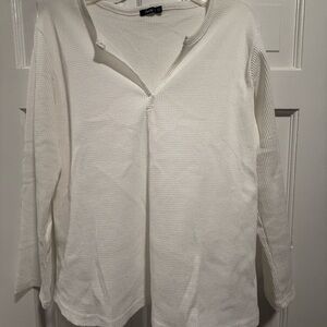 Chic White Waffle Knit Button Down Shirt